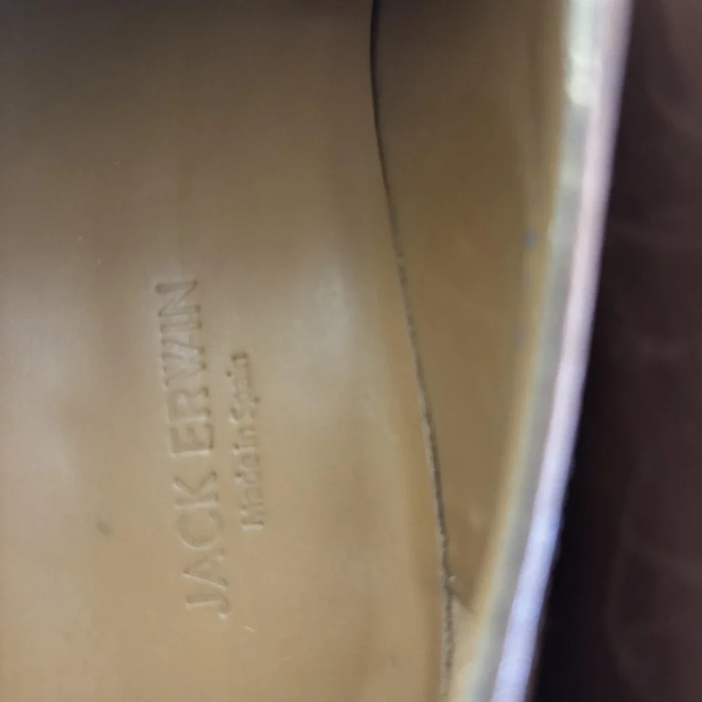 Jack Erwin Shoes Mens Size 8 Brown Leather Derby Dress Almond Toe Spain